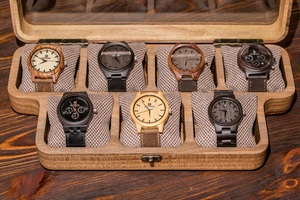 Walnut Watch <b>Box</b> 10 Slot Jewelry & Watch <b>Storage</b> Organizer with Glass Wooden Lid for Men - Product Image 5