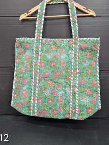 Bolso Tote Acolchado de Algodón para Mujer, Estampado Vintage, Grande, Lavable, con Forro de Lona, Bolso Pequeño de Hombro para el Mercado/Compras, para Uso Diario - Product Image 5