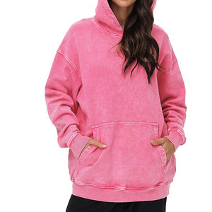 Nouveau sweat à capuche streetwear élégant pour femme, effet délavé, en molleton de coton, avec logo frontal - Product Image 4