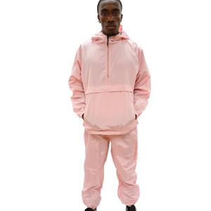 Ensemble de survêtement unisexe à capuche et fermeture éclair, en nylon, décontracté, coupe-vent, respirant, écologique, grandes tailles, couleur unie - Product Image 1