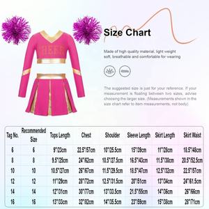 Uniformes de pom-pom girl pour enfants de 6 à 16 ans Tenue de danse en gros Top court avec jupe plissée Ensemble de fleurs à la main Spectacle scolaire - Product Image 6
