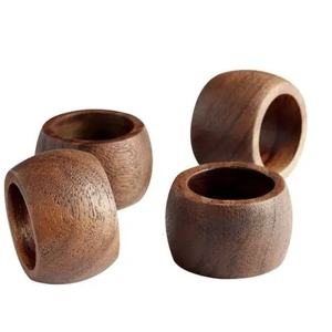 Handcrafted Wooden Napkin Rings <b>Set</b> <b>Rustic</b> Natural Wood Napkin Holders for <b>Dining</b> <b>Table</b> Decor Wedding Party Hotel Use Premium - Product Image 1