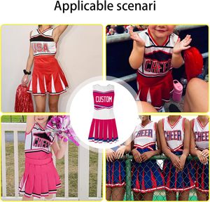 Uniforme de cheerleading personnalisé sans manches rose blanc bleu, impression par sublimation, costume de performance pour équipe adulte, service OEM - Product Image 5
