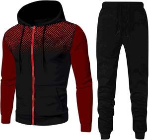 Chándal para hombre con chaqueta con cremallera diseñado con tela de algodón mezclado de alta calidad que ofrece comodidad y estilo para entrenamientos en el gimnasio y correr. - Product Image 1
