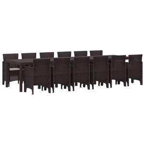 Juego de comedor de jardín de ratán sintético de 13 piezas en color marrón - Product Image 1
