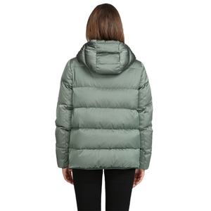 Veste matelassée verte à capuche, col montant, fermeture éclair, coupe-vent, légère, manteau d'hiver, style décontracté, coupe classique - Product Image 6