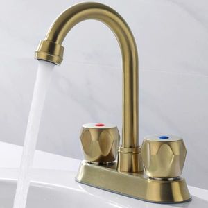 Rubinetto per lavabo da bagno Centerset a 2 maniglie con scarico a scomparsa, in acciaio inossidabile, con tubo di troppopieno e tubo flessibile di alimentazione - Product Image 5