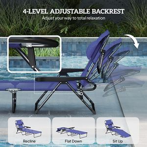 Sedia a Sdraio Pieghevole Blu Navy con Schienale Reclinabile per Pesca, Spiaggia, Campeggio e Viaggi, Telaio in Acciaio e Legno, Materiale Plastico - Product Image 5