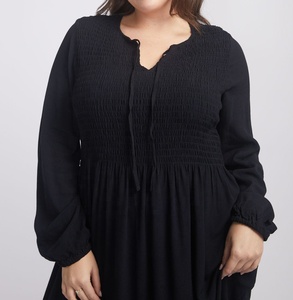 Vestidos Casuales Elegantes de Verano para Mujer, Estilo Americano, Manga Regular, Cuello Peter Pan, Color Negro, Tallas Grandes, Largo hasta la Pantorrilla, Corte en A, OEM/ODM - Product Image 5