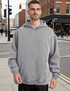 Sudadera con capucha de moda con efecto deslavado, hombros caídos, estilo oversize, streetwear - Product Image 3