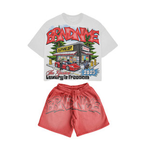 Conjunto de Camiseta y Pantalones Cortos con Estampado Gráfico 3D de Secado Rápido para Hombre, Ropa de Calle de Verano, Algodón, Dos Piezas, Venta al Por Mayor Personalizada - Product Image 6