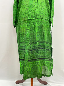 Bata de Novia Ligera de Seda para Mujer, Ropa de Dormir Larga, Kimono de Seda Reciclada Estilo Sari Indio Vintage con Logo Frontal, Verano - Product Image 5