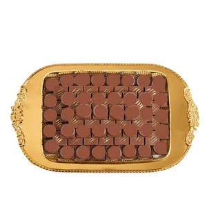 Plateau de service doré orné de luxe, élégant plateau à chocolats, plat à dessert, plateau à chocolats pour événements et occasions spéciales - Product Image 1