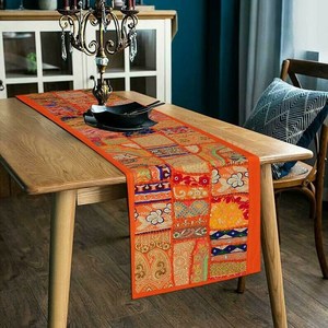 Vintage Embroidered Cotton <b>Table</b> <b>Runner</b> Floral Patchwork Rectangle <b>Table</b> Mat Washable Decor for Home Wedding Party - Product Image 1