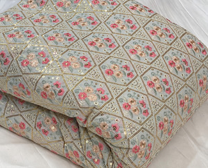 SQ embroidery fabric beaded fabric embroidered silk fabric chiffon fabric abaya fabric kaftan material wholesale export bulk usa - Product Image 1