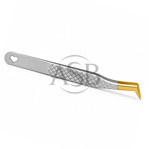 Pince à épiler pour extensions de cils Russian Volume avec poignée texturée en forme de cœur, en acier inoxydable, instrument de beauté - Product Image 5
