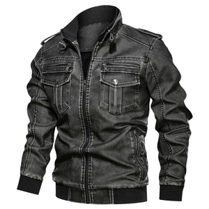 Best Style Genuine <b>Leather</b> <b>Jacket</b> Men Winter <b>Long</b> Sleeve Slim Fit Eco-Friendly Breathable Front Logo <b>Leather</b> <b>Jackets</b> - Product Image 5