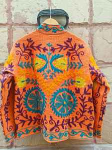 Chaqueta Suzani de Algodón Bordada a Mano con Estampado Étnico Colorido para Vacaciones de Verano en la Playa, Vestido Informal para Mujeres y Niñas - Product Image 3