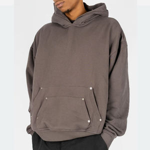 Sweat à capuche d'hiver pour homme en molleton 100 % coton, brodé sur mesure, directement de l'usine, avec œillets métalliques, respirant et à séchage rapide - Product Image 2