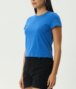 Women's Fitted Baby Tee Crop <b>Top</b> Y2K <b>Aesthetic</b> Ribbed Cotton Short Sleeve Vintage 90s Style Custom Wholesale - Product Image 1