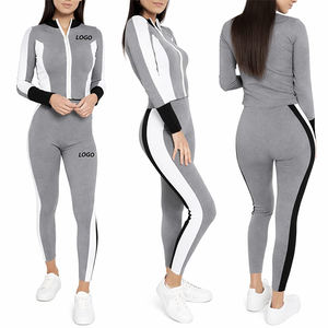 Casual Women Tracksuit 2Pcs Ladies Long Sleeves Crop Top <b>Zipper</b> Sweatshirt Coat Pants Set Lounge Wear Casual Suit - Product Image 1