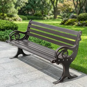 Banc de jardin extérieur en métal noir robuste avec accoudoirs incurvés, résistant aux intempéries, pour parc et patio - Product Image 3