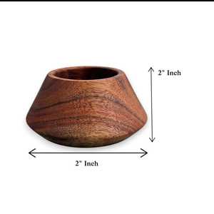 Hand Carved Acacia Wood Tealight Holder: Rustic Christmas Decor - Product Image 3