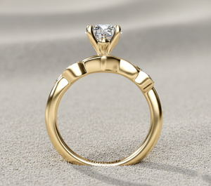 Anillo de compromiso de diamante cultivado en laboratorio Stonewels con piedras laterales en forma de vid retorcida, engaste de oro de 14K, para banda de boda minimalista certificada - Product Image 2