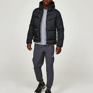 Veste matelassée personnalisable en polyester 100 % bleu marine pour homme, col montant, imperméable et coupe-vent, vente en gros - Product Image 2