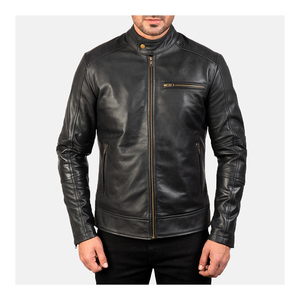 Nouveautés : Blouson en cuir pour homme, style urbain, col montant, idéal pour l'hiver – Veste tendance très prisée pour homme - Product Image 2