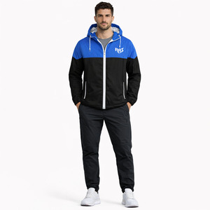 Wholesale Custom Blue and <b>Black</b> <b>Windbreaker</b> Jacket for Men – Lightweight, Waterproof, Streetwear Style, USA Supplier - Product Image 2