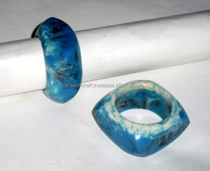 Lujoso Juego de 2 piezas de servilleteros de resina hechos a mano para diseños únicos de Color azul para elegantes cenas bodas MESA DE Hotel - Product Image 1