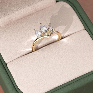 14k Gold Pear Cut Diamond Tiara <b>Ring</b> - Art Deco Crown <b>Stacking</b> <b>Ring</b> - Product Image 3