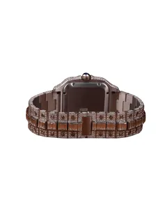 Montre de luxe personnalisée en or blanc et moissanite pour homme, cadran romain, idéale pour les mariages et les soirées. - Product Image 4