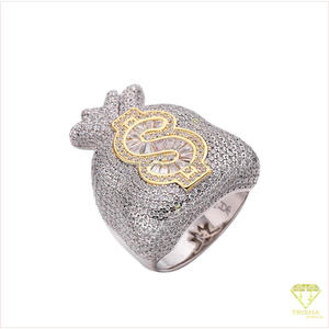 Anillo de Plata 925 de Primera Calidad con Diamante Cultivado en Laboratorio, Diseño de Dólar con Piedra Brillante, para Revendedores de Joyería - Product Image 3