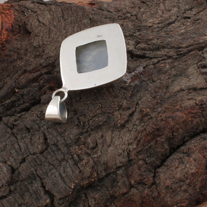 Collar de Plata de Ley 925 con Dije Cuadrado de Piedra Lunar Arcoíris Vintage de Lujo, Joyería de Piedras Preciosas Coloridas, Unisex, Venta al por Mayor - Product Image 3