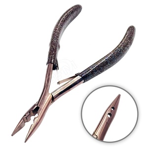 Pince à cheveux à deux trous en or rose GEMSTONE ENTERPRISES |   Outil de fermeture pour extensions de cheveux à micro-anneaux |   Pince à sertir en acier inoxydable - Product Image 1