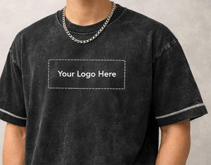 Camiseta Premium Personalizable de Algodón 100% Tejido, Estilo Oversize con Lavado Ácido, Color Negro Vintage, Diseño Urbano con Impresión de Logotipo Personalizado - Product Image 2