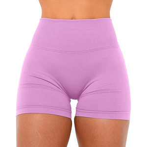 Shorts Deportivos de Cintura Alta para Mujer, Color Lavanda Morado, Compresivos, Acanalados, Sin Costuras, para Gimnasio y Yoga - Product Image 2