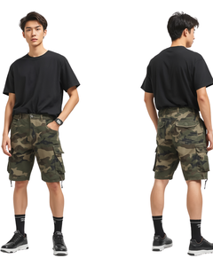 Pantalones Cortos Cargo de Camuflaje para Hombre, Cintura Media, Transpirables, de Lona, Estilo Casual - Product Image 3