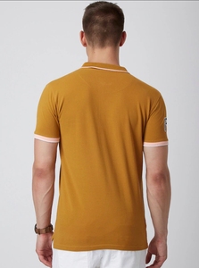 Chemise Homme Jaune Moutarde à Manches Courtes avec Logo Brodé, 100% Coton Uni, Décontractée, Été, Écologique, Sans Col - Product Image 4