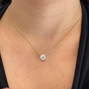 Collar con colgante de diamantes para mujer, corte redondo brillante, diamantes cultivados en laboratorio con certificación IGI, oro de 14K/18K, regalo de aniversario para esposa - Product Image 2