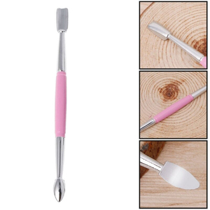 KAAMIR INSTRUMENTS Empujador de Cutículas Profesional de Doble Punta y Doble Uso, de Acero Inoxidable con Mango de Goma y Espátula Plana - Product Image 3