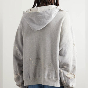 Sudadera con Capucha para Hombre, Estilo Acid Wash, con Pedrería y Logotipo Frontal, Felpa Francesa, 100% Algodón, Transpirable, 300g, Invierno, Bajo MOQ, Superventas - Product Image 3
