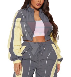 Ensemble de survêtement léger coupe-vent à fermeture éclair pour femme, prix bas, vente en gros, survêtement en nylon imperméable personnalisé - Product Image 4