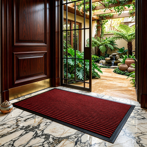 Alfombra de Entrada de Lujo Resistente con Diseño Acanalado de Lana/Seda, Reversible con Base de Yute, Lavable para Uso en Interiores y Exteriores - Product Image 2