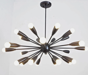 Lustre suspendu ALI DECORATOR au fini cuivre moderne, lampe de plafond avec incrustation d'ampoules, luminaire minimaliste en forme d'étoile pour salon - Product Image 2