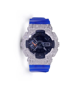 Reloj Deportivo de Lujo para Mujer, Analógico-Digital, Correa de Silicona Azul, Caja Redonda de Acero Inoxidable de 43 mm, Resistente al Agua 10 Bar - Product Image 1