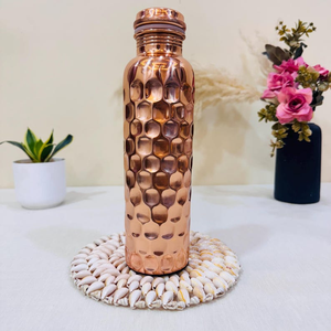 100 Percent Pure Hammered <b>Copper</b> Water <b>Bottle</b> Handmade Metal <b>Drinking</b> <b>Bottle</b> With Secure Lid Reusable Traditional Drinkware - Product Image 1