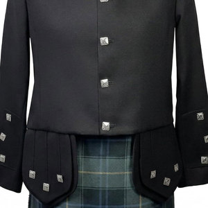 Men's Doublet Jacket - Traditional Scottish Highland Kilt Jacket - 100% Wool Black - Product Image 4